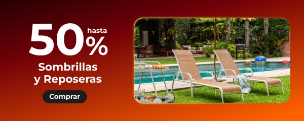 Hasta 50% en sombrillas y reposeras.